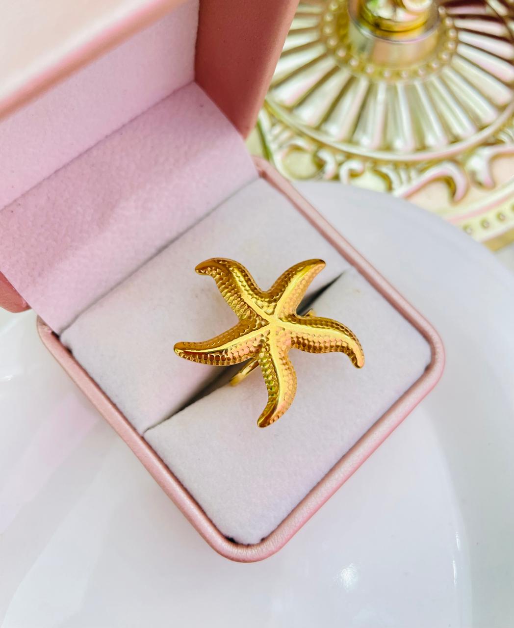 Anillo Estrella de Mar Ajustable Acero Inoxidable