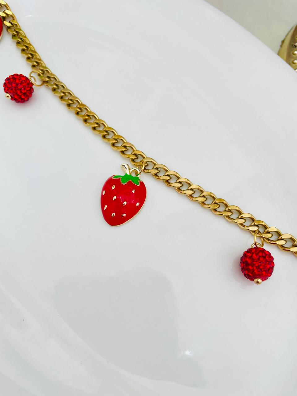 Collar Charms Fresa Acero Inoxidable
