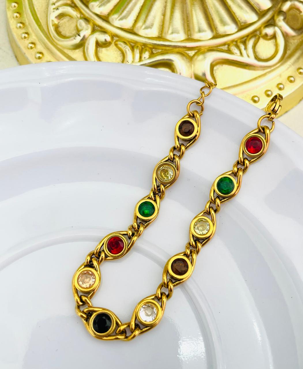 Pulsera Janette Colors Acero Inoxidable Con baño de Oro 18kl