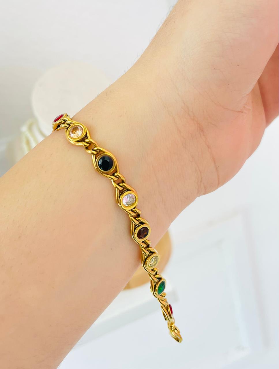 Pulsera Janette Colors Acero Inoxidable Con baño de Oro 18kl