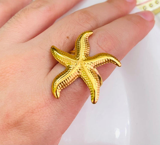 Anillo Estrella de Mar Ajustable Acero Inoxidable
